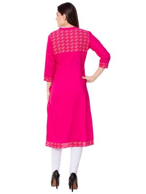 printed yoke design straight kurta - 15959373 - Standard Image - 3