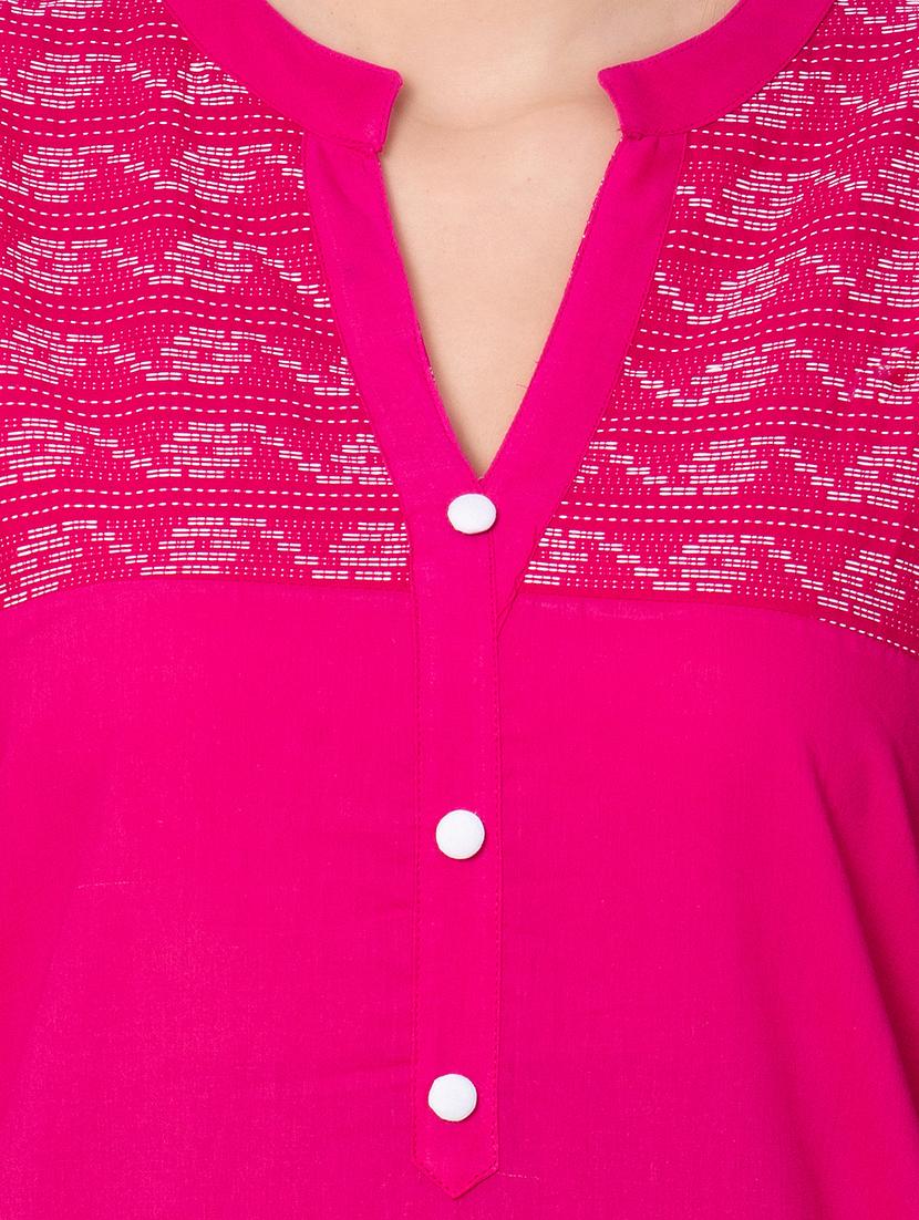 printed yoke design straight kurta - 15959373 - Zoom Image - 4