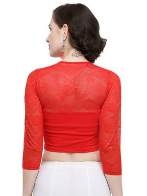 net yoke solid blouse - 15961649 - Standard Image - 3