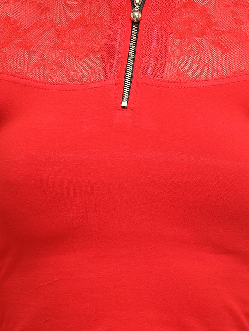 net yoke solid blouse - 15961649 - Zoom Image - 4
