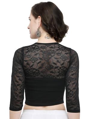 net yoke solid blouse - 15961650 - Standard Image - 3