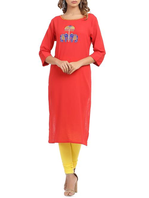 embroidered solid straight kurta - 15961854 - Standard Image - 1