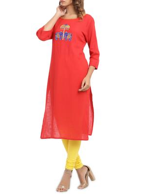 embroidered solid straight kurta - 15961854 - Standard Image - 2