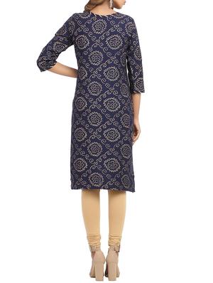bandhani key hole straight kurta - 15961856 - Standard Image - 3