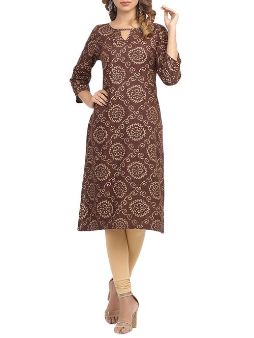 bandhani key hole straight kurta - 15961857 - Standard Image - 1