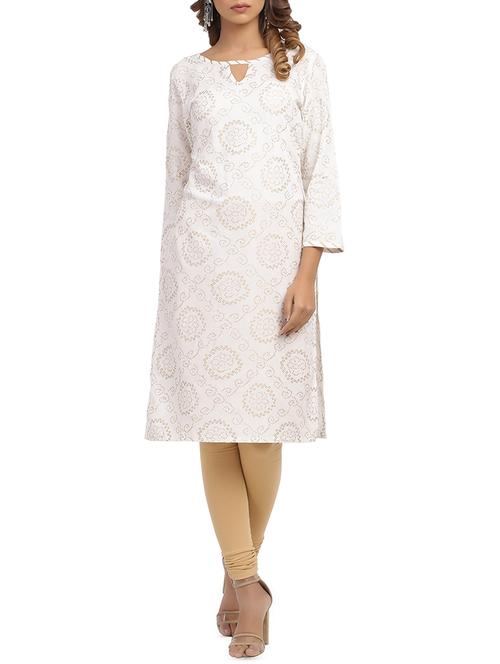 bandhani key hole straight kurta - 15961858 - Standard Image - 1