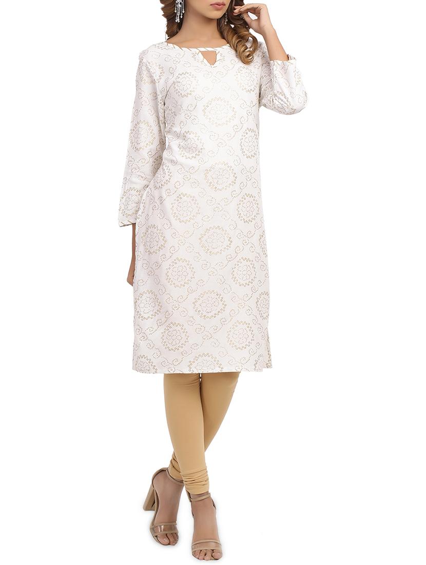 bandhani key hole straight kurta - 15961858 - Zoom Image - 2