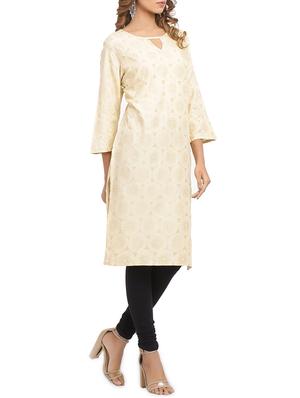 printed key hole straight kurta - 15961862 - Standard Image - 2
