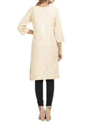 printed key hole straight kurta - 15961862 - Standard Image - 3