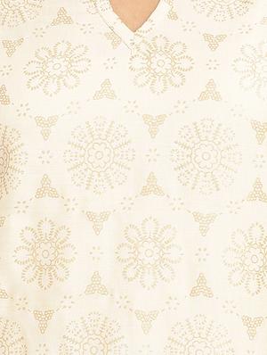 printed key hole straight kurta - 15961862 - Standard Image - 4