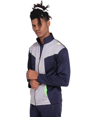 navy blue color block casual jacket - 15962518 - Standard Image - 2