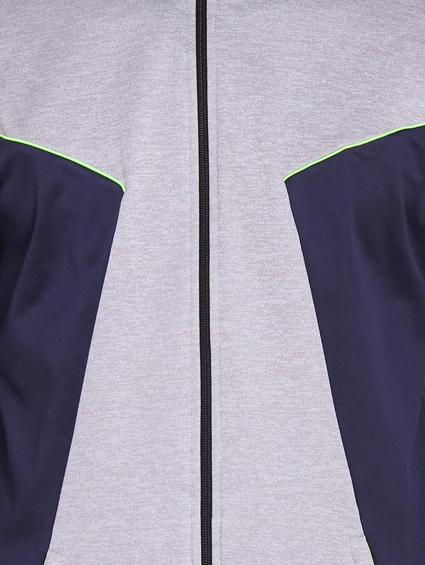 navy blue color block casual jacket - 15962518 - Zoom Image - 5