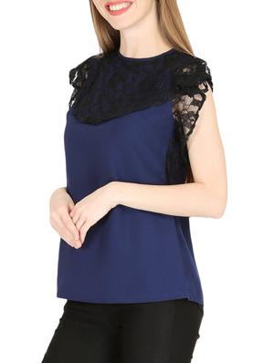 ruffled lace crew neck top - 15962842 - Standard Image - 2