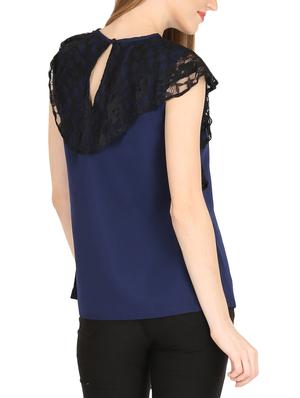 ruffled lace crew neck top - 15962842 - Standard Image - 3