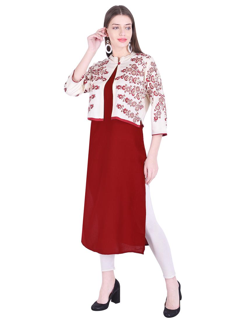 straight kurta with embroidered jacket - 15962883 - Zoom Image - 2