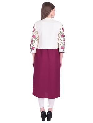 straight kurta with embroidered jacket - 15962884 - Standard Image - 3