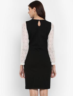 contrast lace sleeved sheath dress - 15965029 - Standard Image - 3