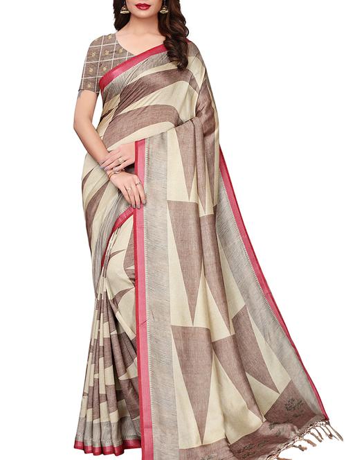 geometric woven saree with blouse - 15965197 - Standard Image - 1