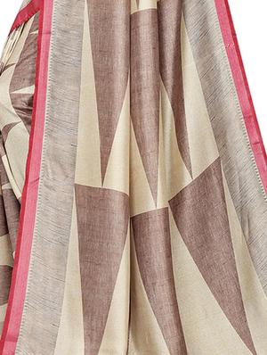 geometric woven saree with blouse - 15965197 - Standard Image - 4