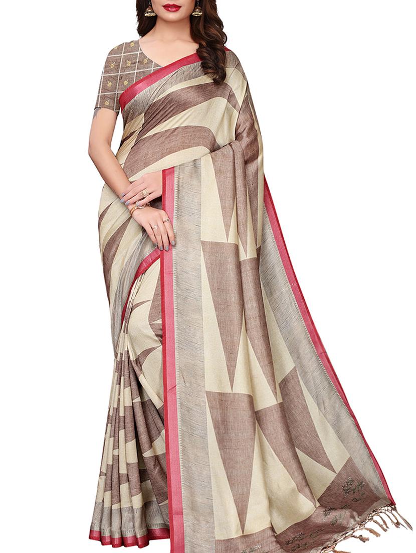 geometric woven saree with blouse - 15965197 - Zoom Image - 1