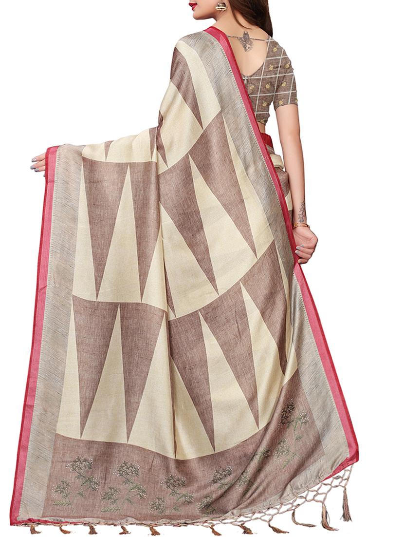geometric woven saree with blouse - 15965197 - Zoom Image - 2