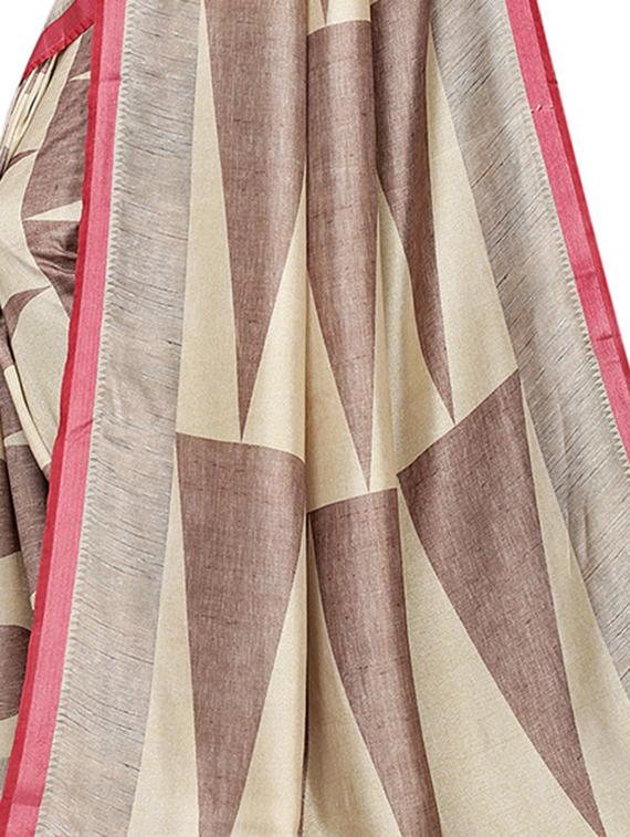 geometric woven saree with blouse - 15965197 - Zoom Image - 4