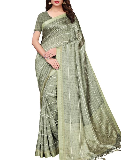 striped woven saree with blouse - 15965200 - Very Small Image - 1