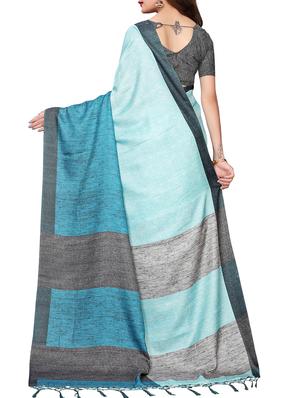 solid printed saree with blouse - 15965206 - Standard Image - 2