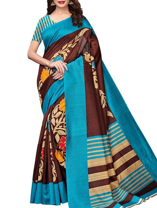floral printed saree with blouse - 15965217 - Very Small Image - 1