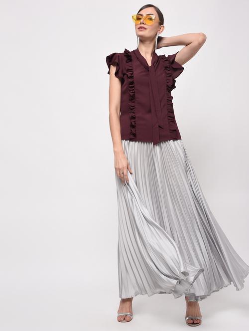 tie knot ruffle top - 15965289 - Standard Image - 1