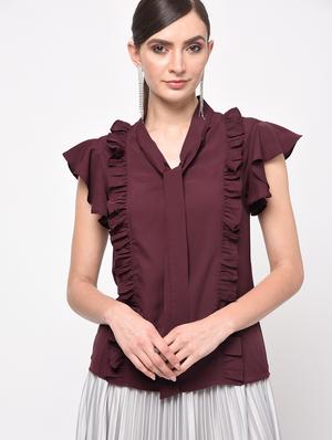 tie knot ruffle top - 15965289 - Standard Image - 2