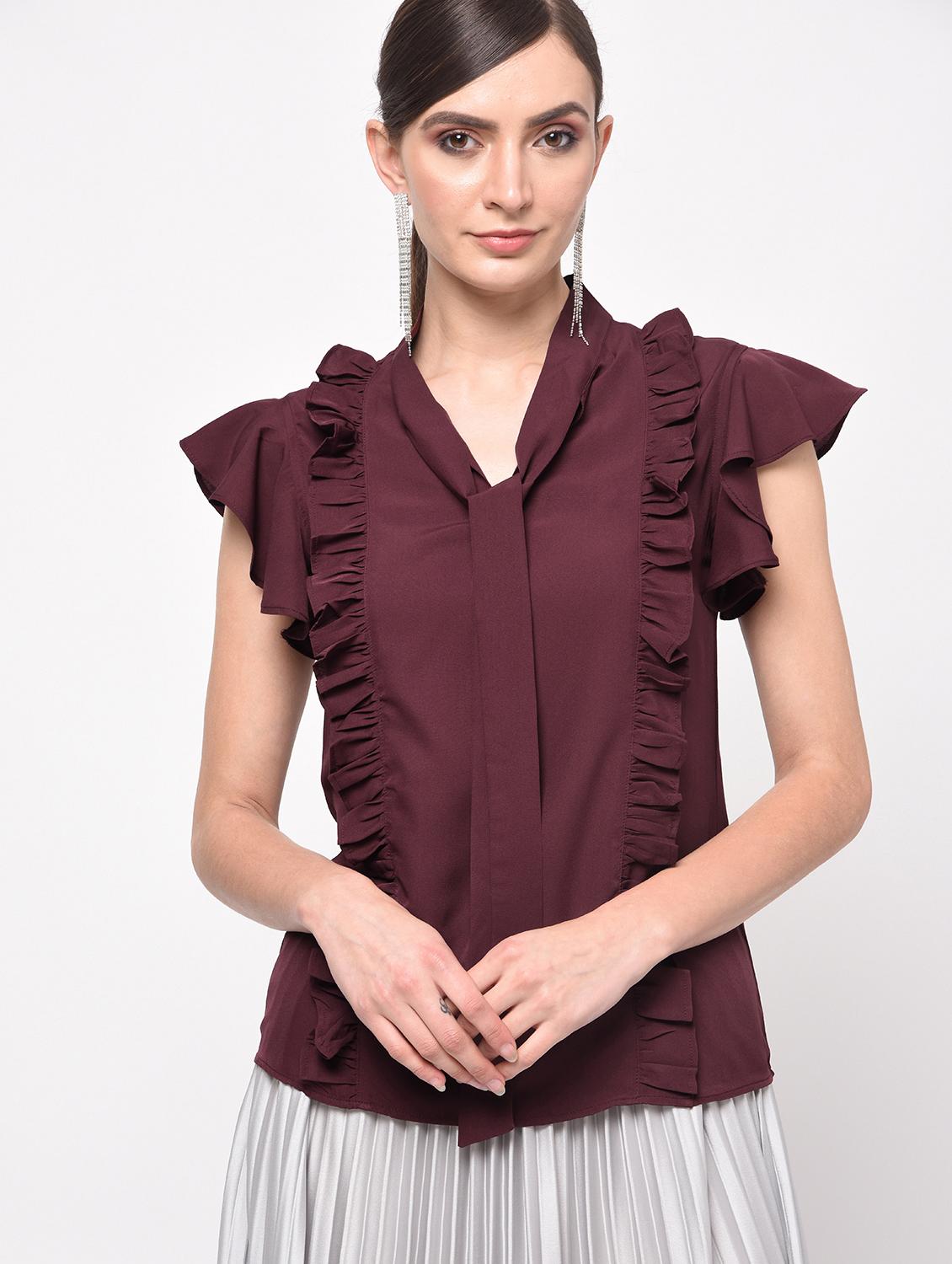 tie knot ruffle top - 15965289 - Zoom Image - 2