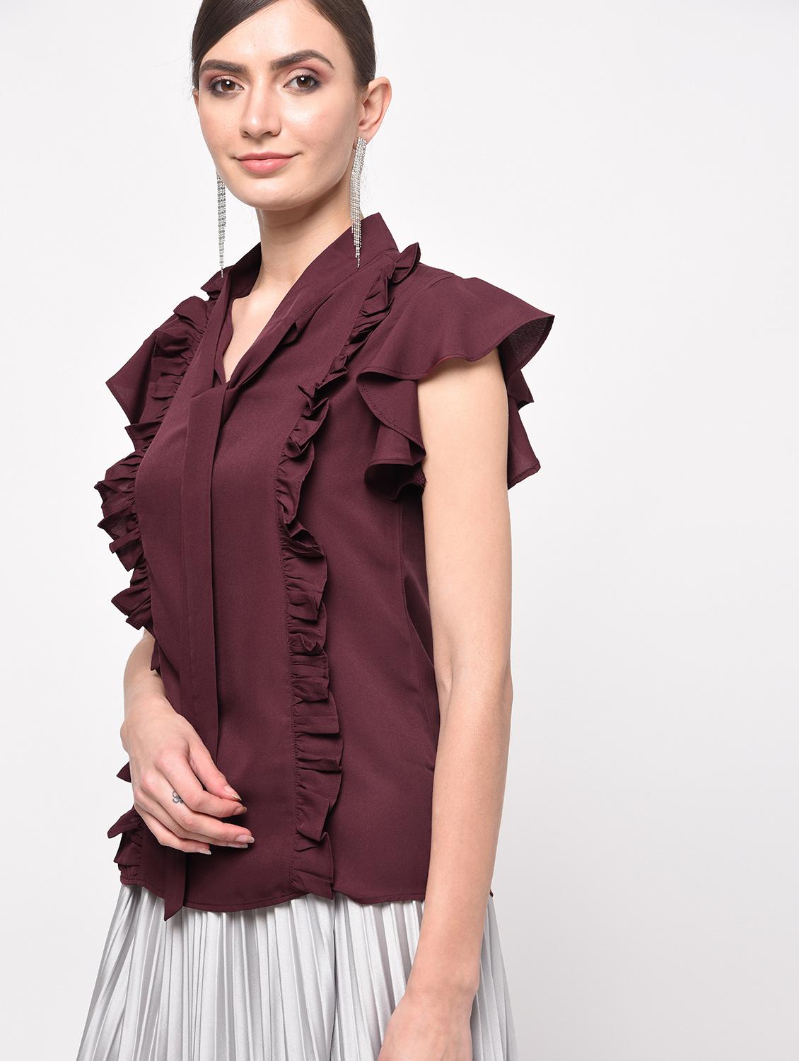 tie knot ruffle top - 15965289 - Zoom Image - 3