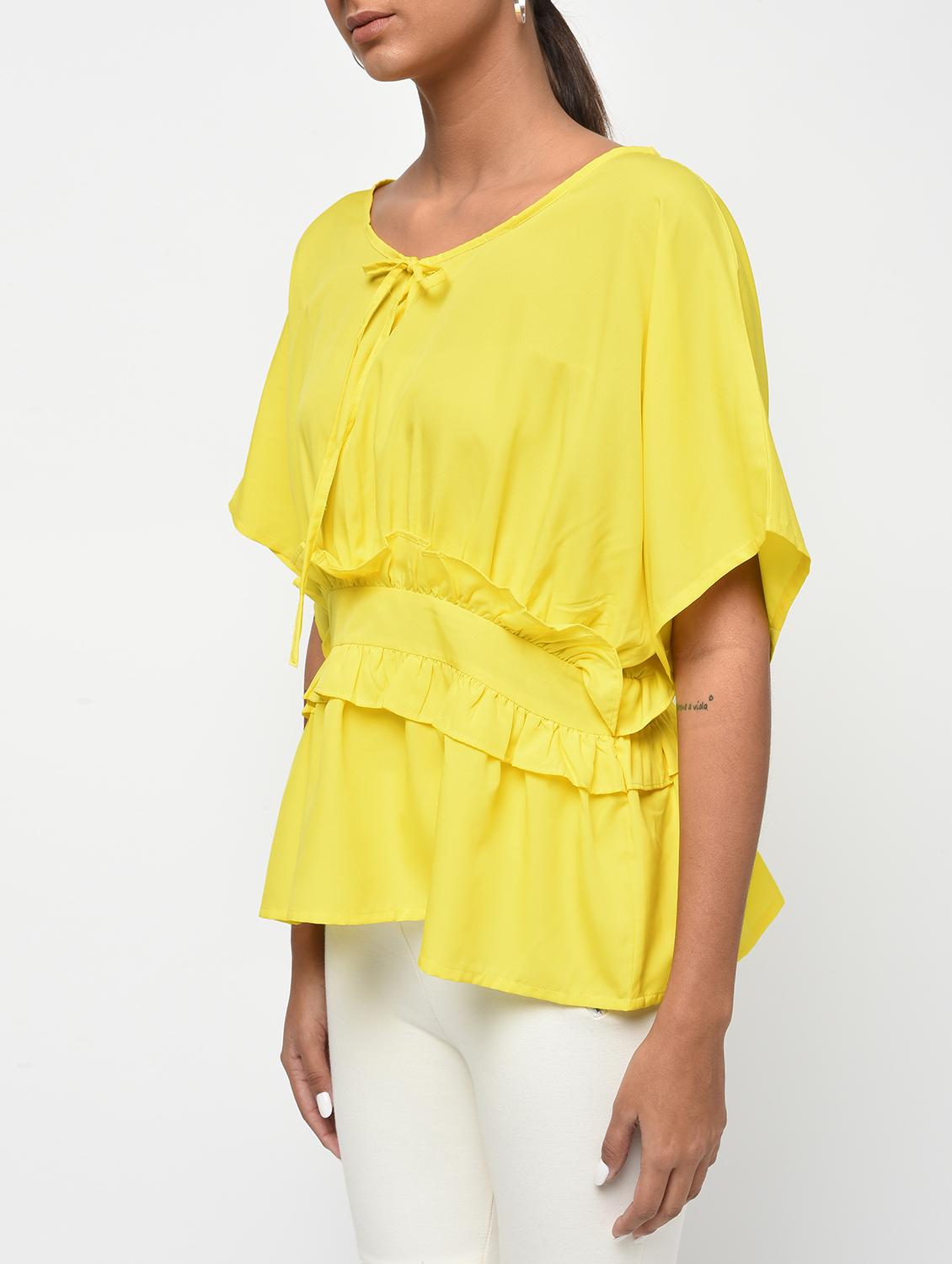 ruffle detail tie up neck top - 15965303 - Zoom Image - 5