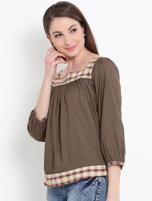 checkered paneled gathered top - 15966086 - Standard Image - 2
