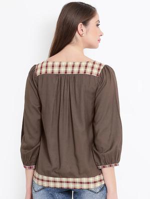 checkered paneled gathered top - 15966086 - Standard Image - 3