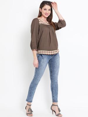 checkered paneled gathered top - 15966086 - Standard Image - 4