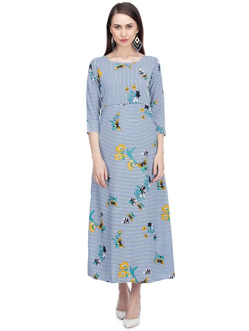 striped floral maxi dress - 15966372 - Standard Image - 1