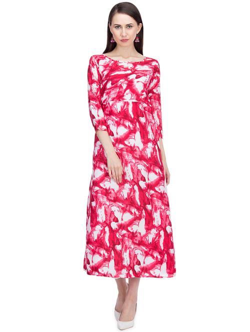 round neck abstract maxi dress - 15966374 - Standard Image - 1