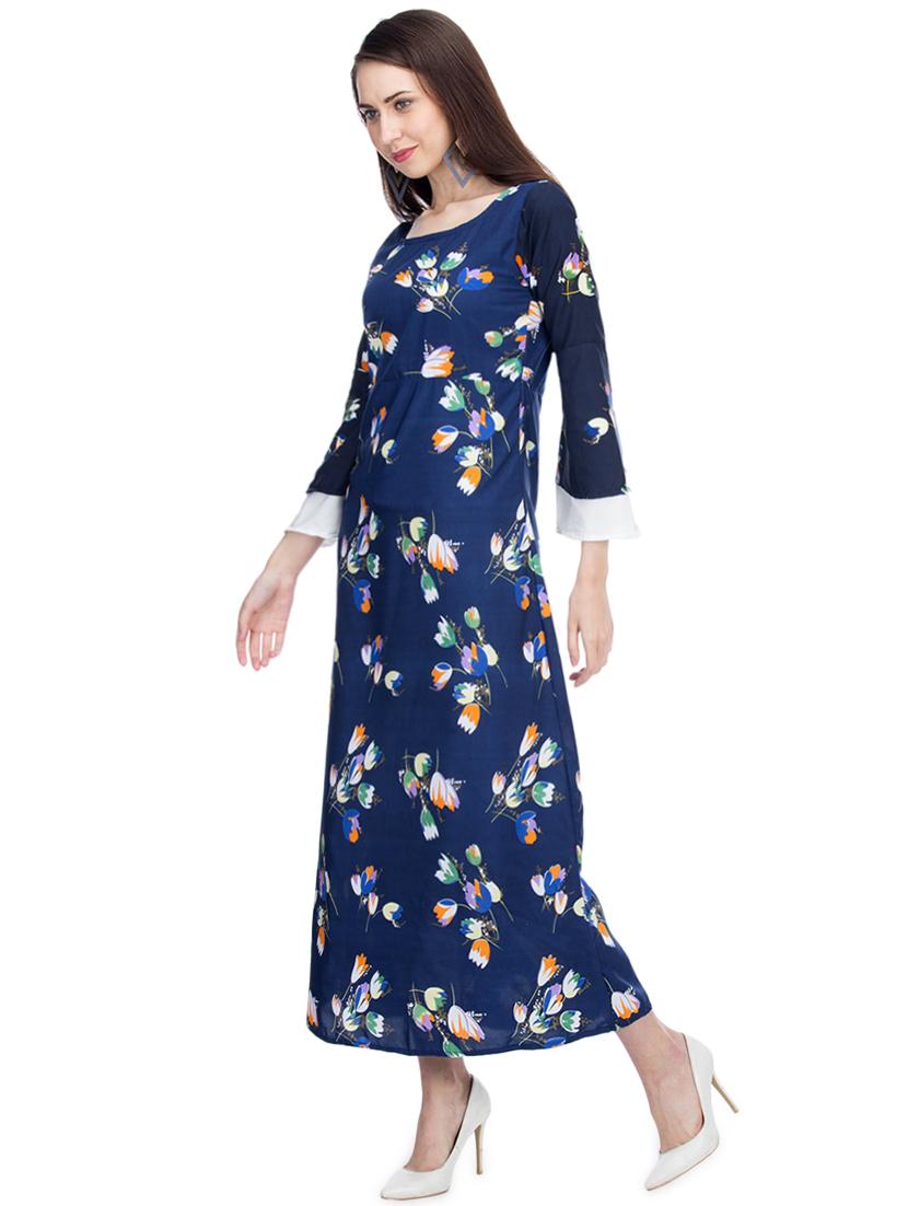 contrast paneled floral maxi dress - 15966377 - Zoom Image - 2