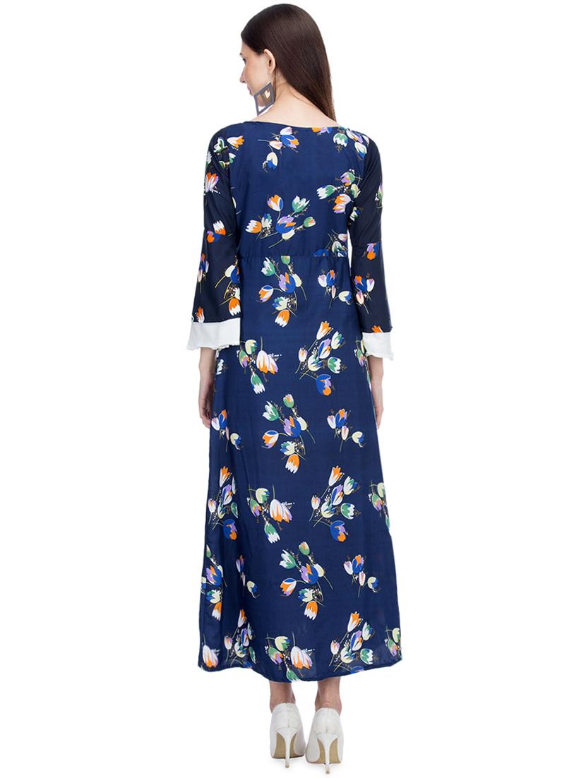 contrast paneled floral maxi dress - 15966377 - Zoom Image - 3