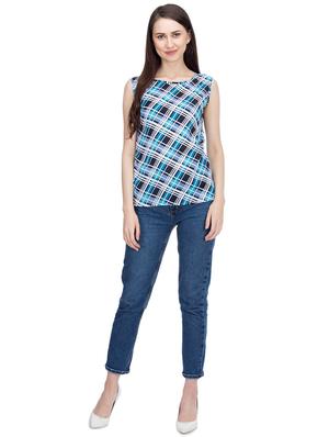 boat neck checkered top - 15966389 - Standard Image - 4