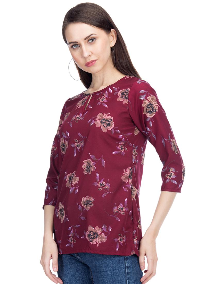 keyhole neck floral top - 15966508 - Zoom Image - 2
