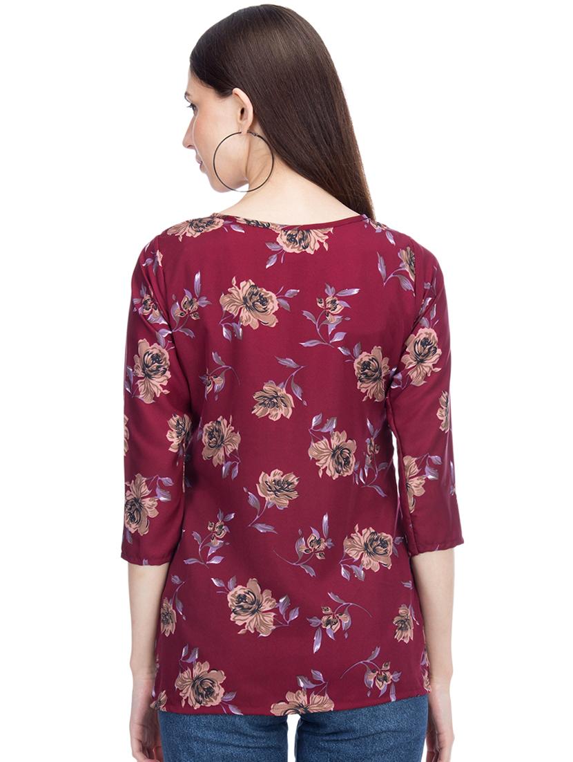 keyhole neck floral top - 15966508 - Zoom Image - 3