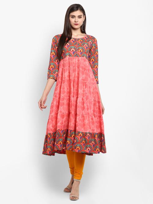tiered printed kurta - 15966646 - Standard Image - 1