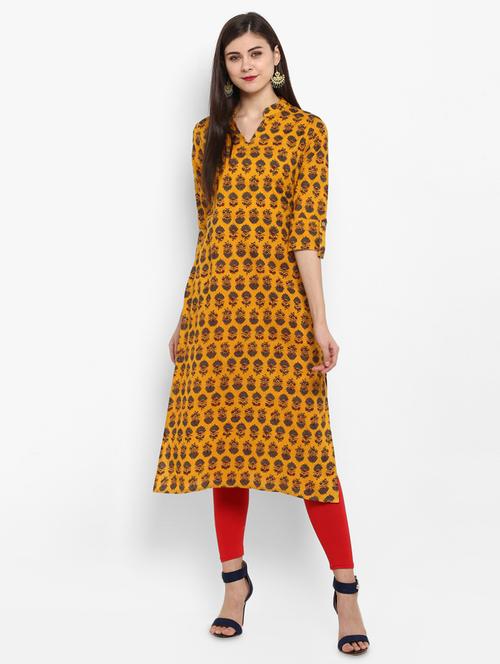 printed straight kurta - 15966649 - Standard Image - 1