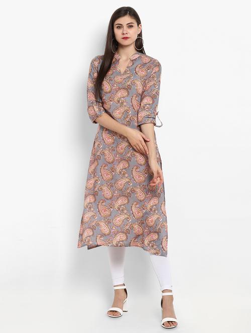 paisley straight kurta - 15966651 - Standard Image - 1