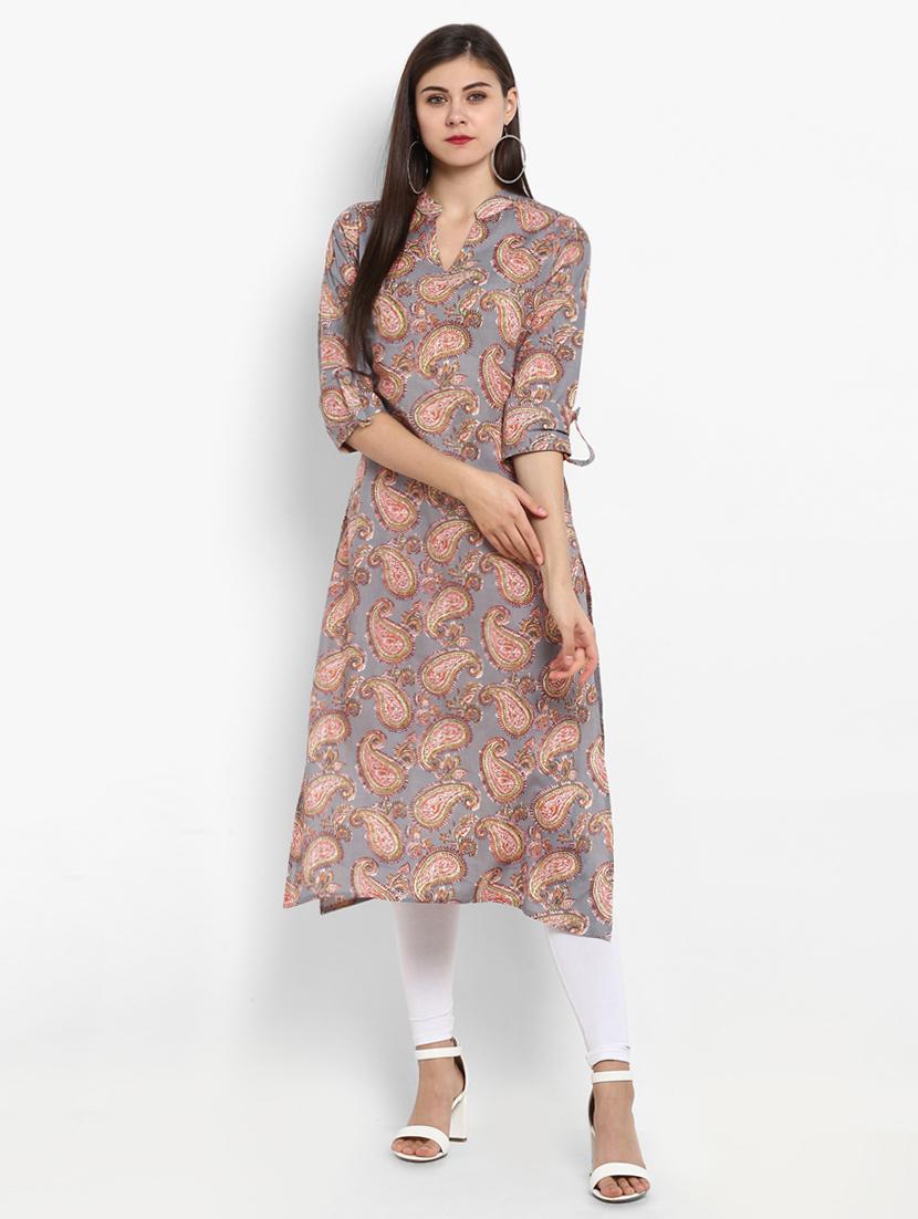 paisley straight kurta - 15966651 - Zoom Image - 1