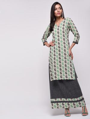 paisley printed kurta with skirt set - 15967126 - Standard Image - 2