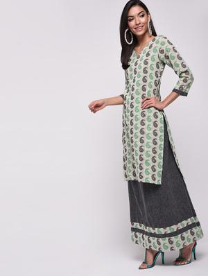 paisley printed kurta with skirt set - 15967126 - Standard Image - 3